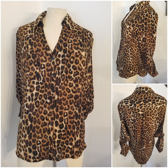 Express The Portofino Animal Print Shirt Sz M - Picture 2 of 3